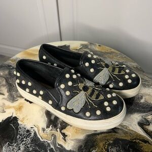 Steve Madden Leather Bumblebee Pearl Polly Sneaker